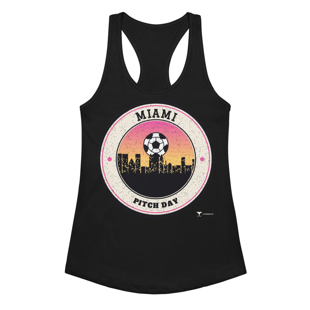 Women's Miami Pitch Day Racerback Tank in Black, front view