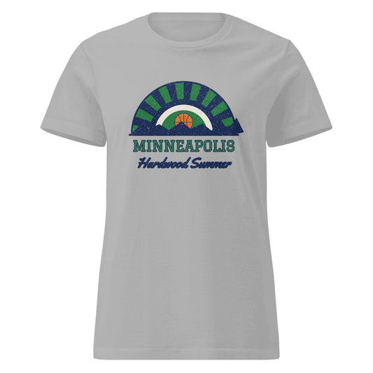 Women's Minneapolis Hardwood Summer Fitted Tee in Sport Grey, front view