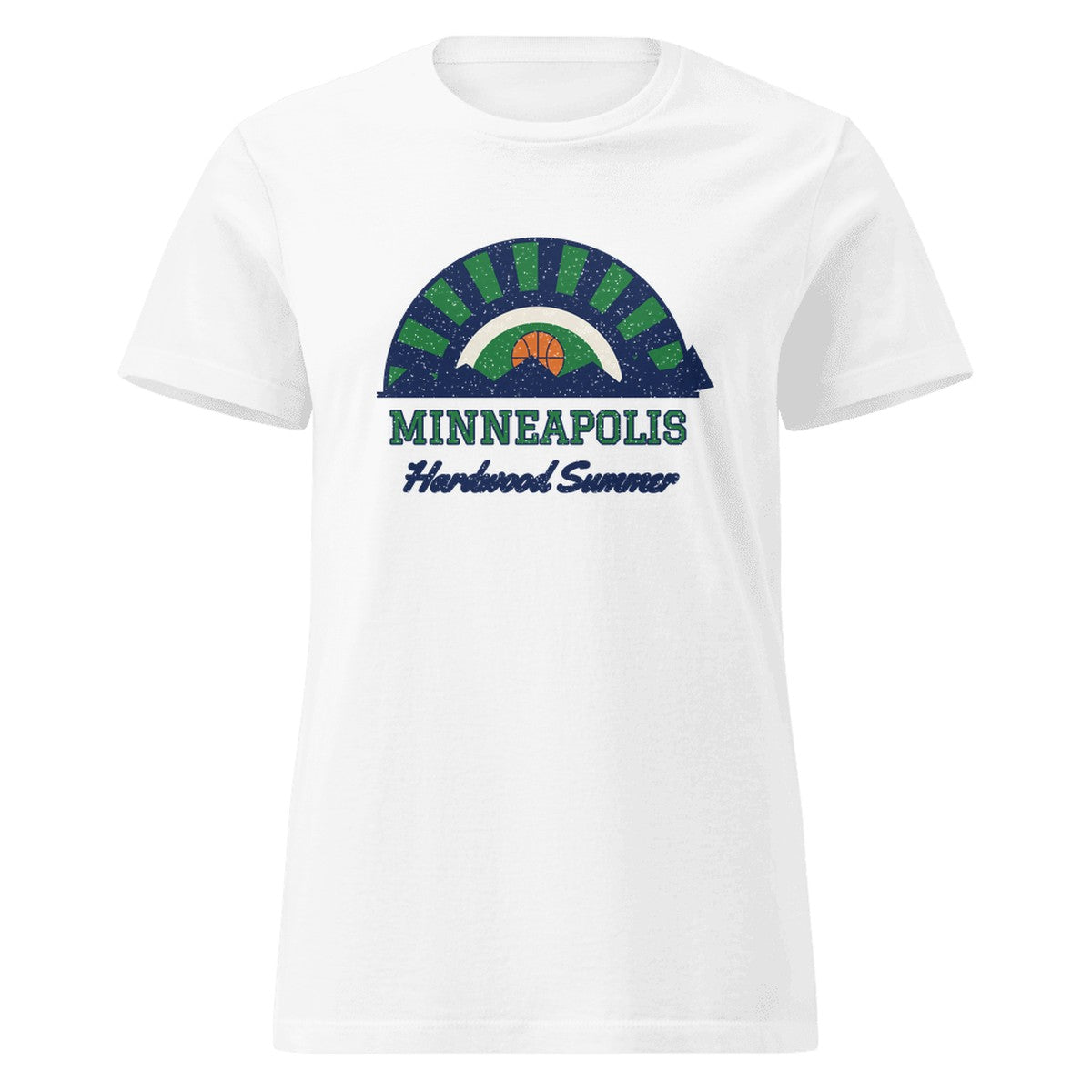 Women's Minneapolis Hardwood Summer Fitted Tee in White, front view