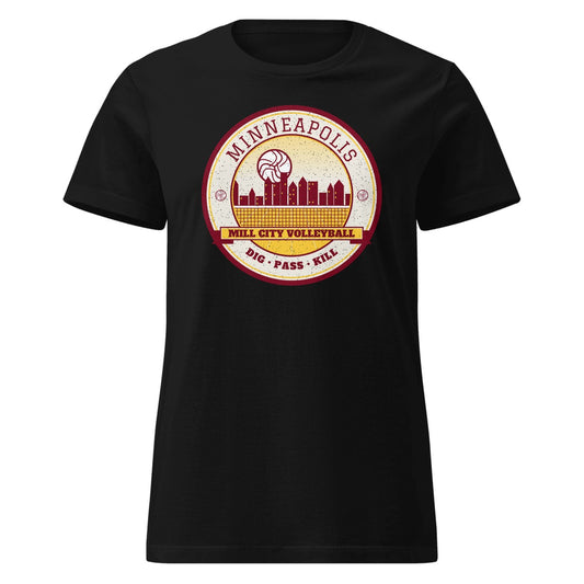 Minneapolis Mill City Volleyball Women's Fitted Tee in Black, front view