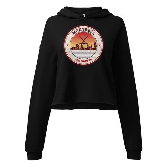Women's Montreal Ice Nights Cropped Hoodie in Black, front view