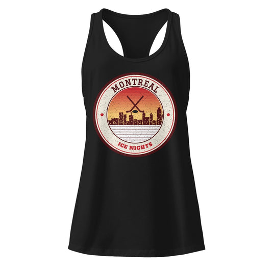 Women's Montreal Ice Nights Racerback Tank in Black, front view