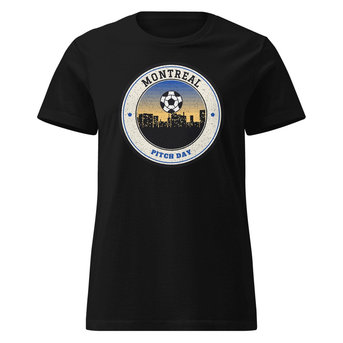 Women's Montreal Pitch Day Fitted Tee in Black, front view