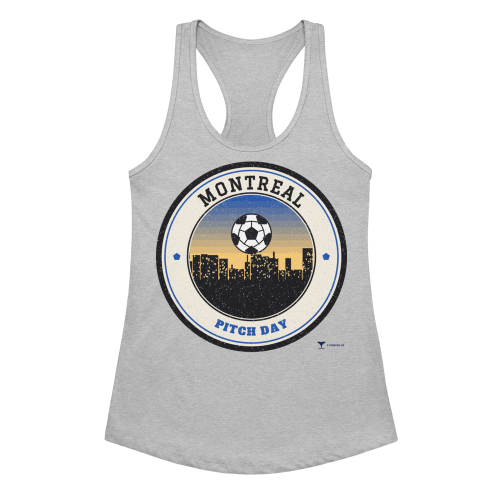 Women's Montreal Pitch Day Racerback Tank in Heather Gray, front view