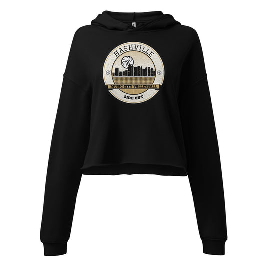 Nashville Music City Volleyball Women's Cropped Hoodie in Black, front view