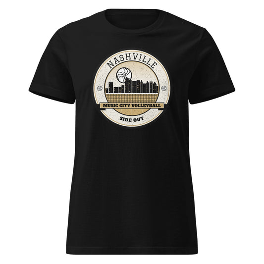 Nashville Music City Volleyball Women's Fitted Tee in Black, front view