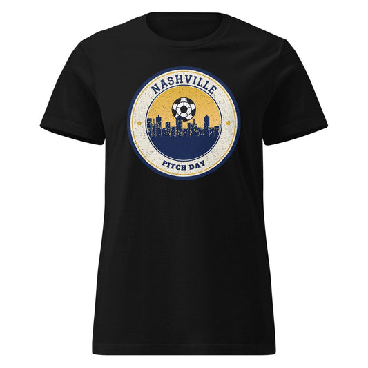Women's Nashville Pitch Day Fitted Tee in Black, front view