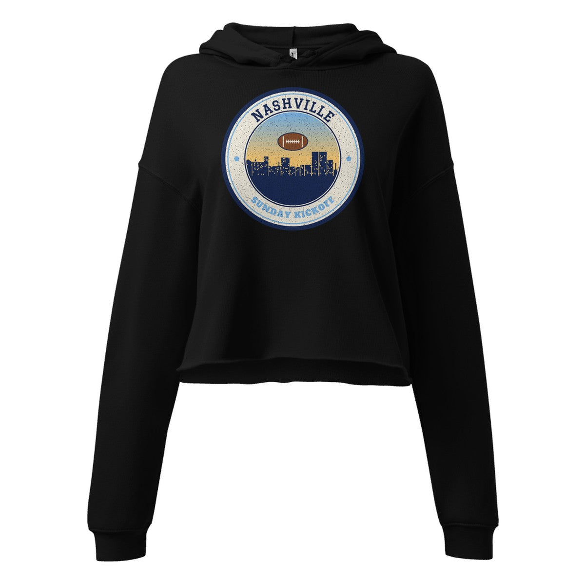Women's Nashville Sunday Kickoff Cropped Hoodie in Black, front view