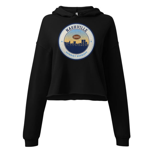 Women's Nashville Sunday Kickoff Cropped Hoodie in Black, front view