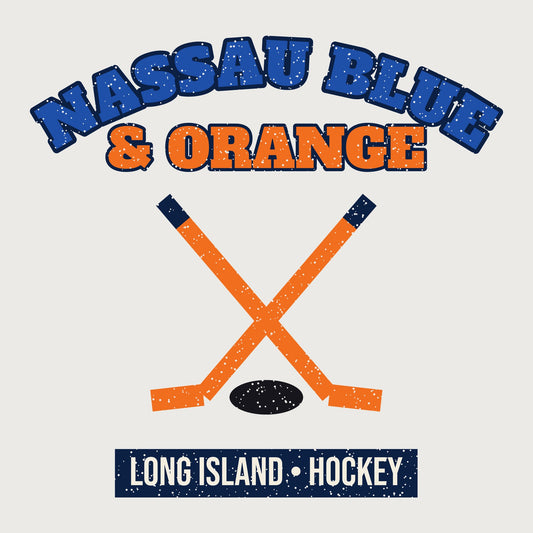 Nassau Blue & Orange Hockey Hoodie graphic