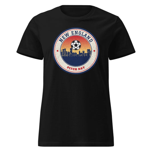 Women's New England Pitch Day Fitted Tee in Black, front view