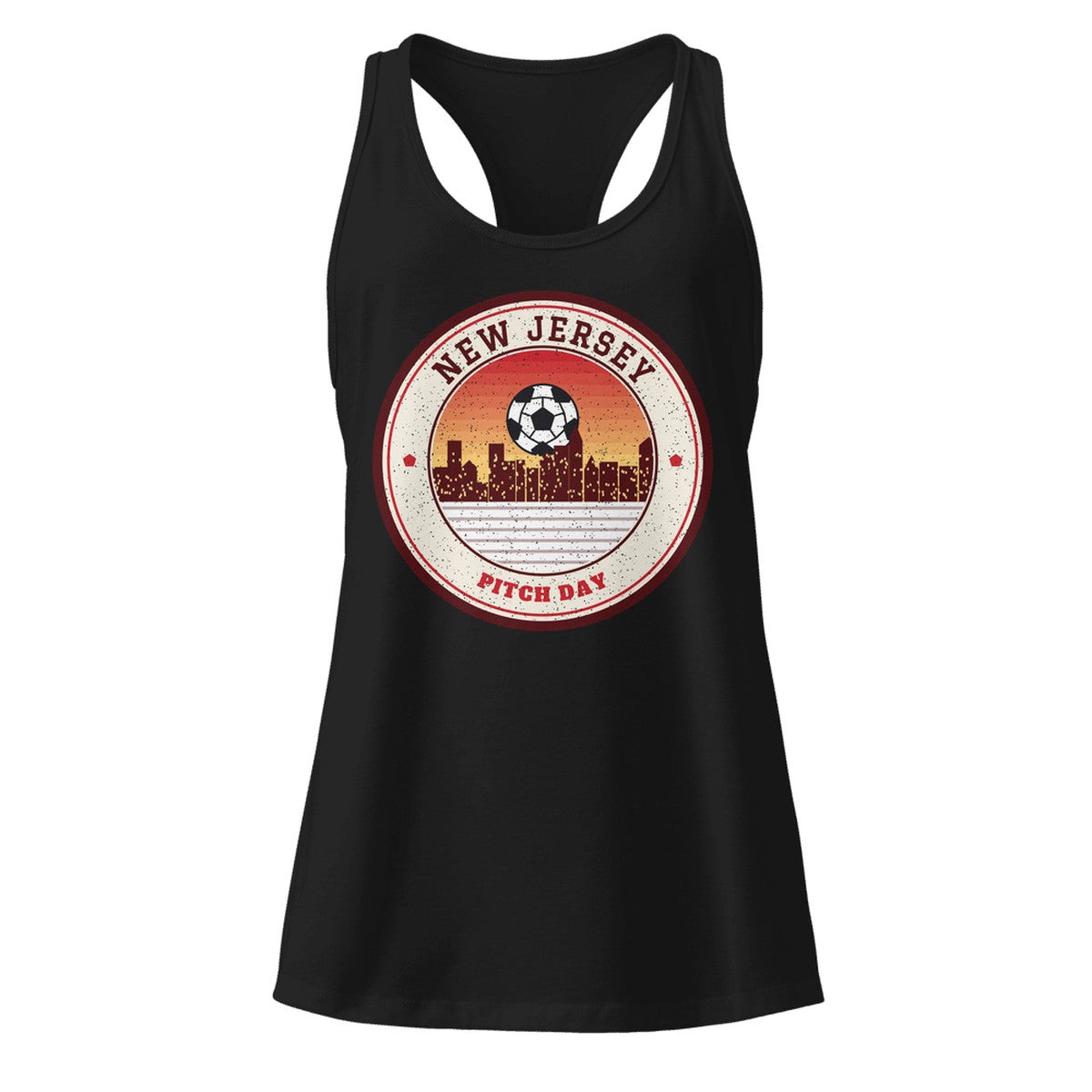 Women's New Jersey Pitch Day Racerback Tank in Black, front view