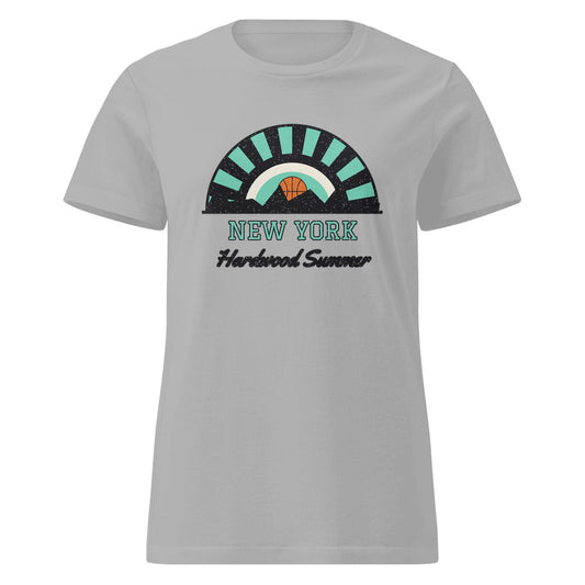 Women's New York Hardwood Summer Fitted Tee in Sport Grey, front view