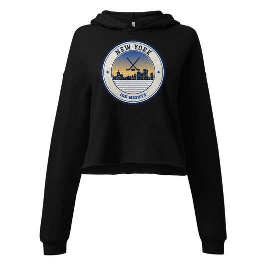 Women's New York Ice Nights Cropped Hoodie in Black, front view