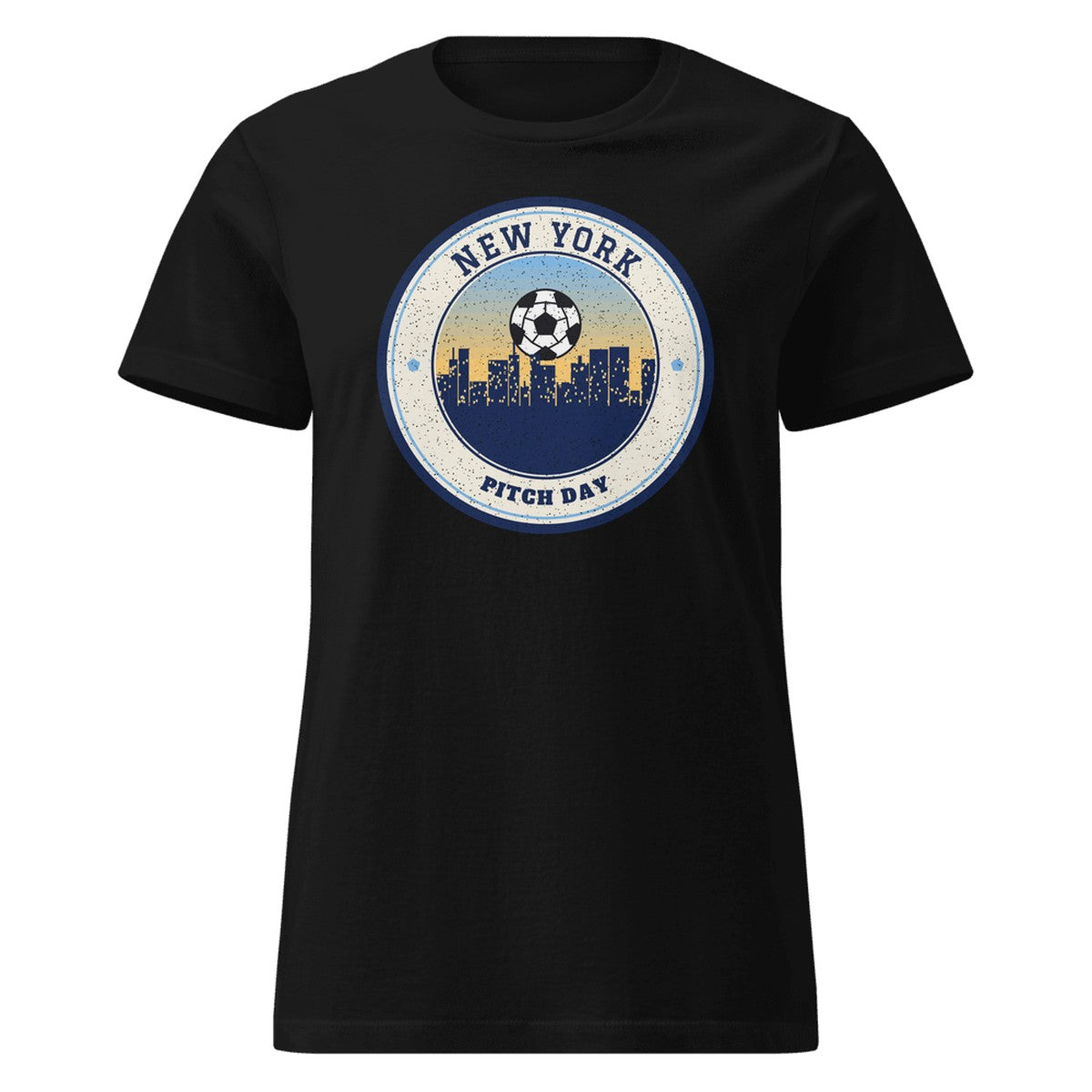 Women's New York Pitch Day Fitted Tee in Black, front view
