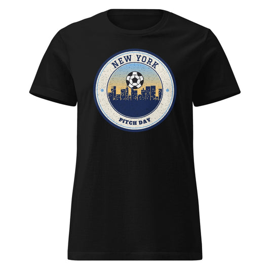 Women's New York Pitch Day Fitted Tee in Black, front view