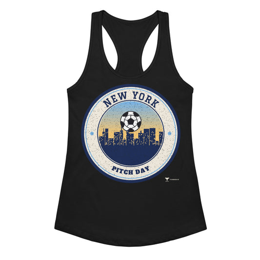 Women's New York Pitch Day Racerback Tank in Black, front view