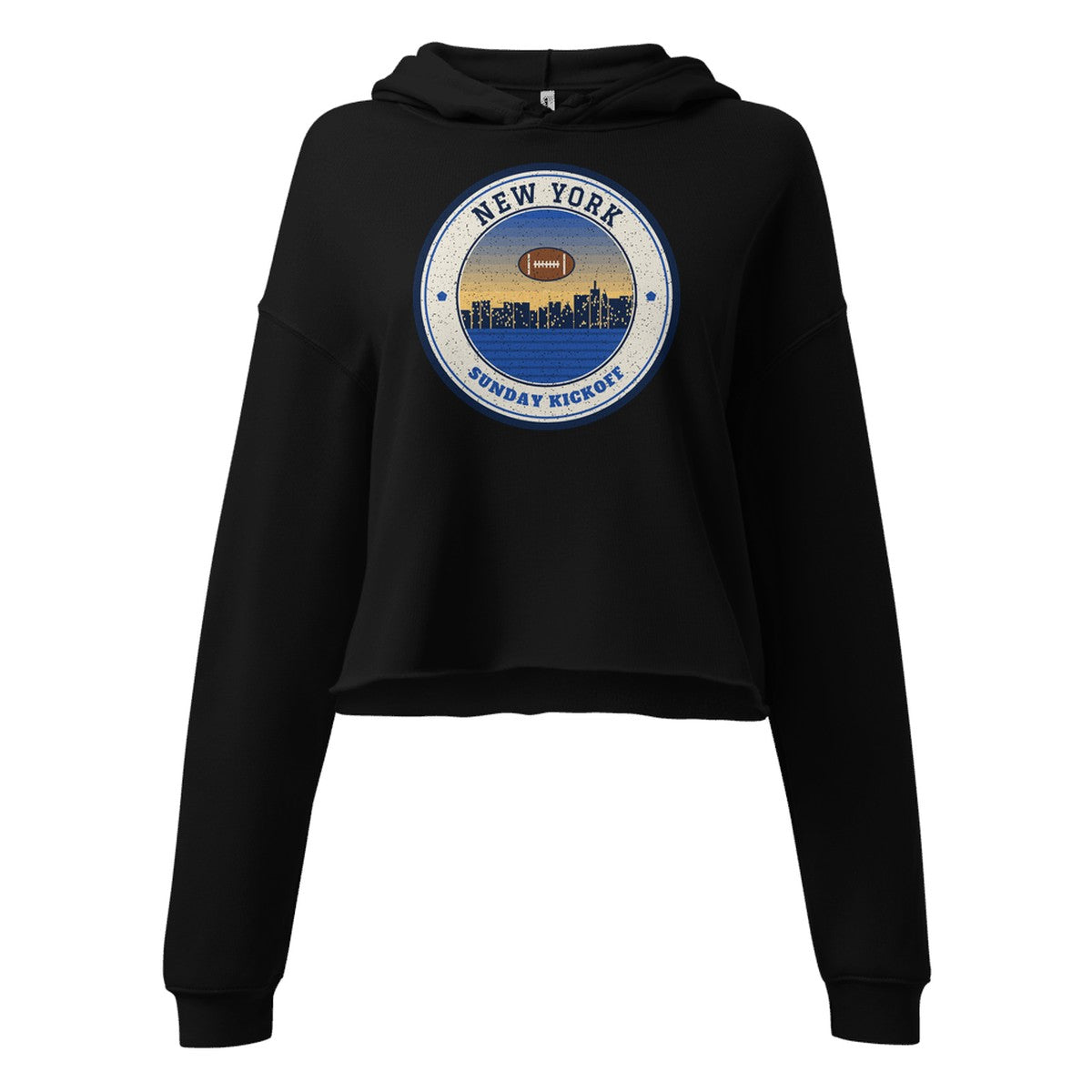 Women's New York Sunday Kickoff Cropped Hoodie in Black, front view