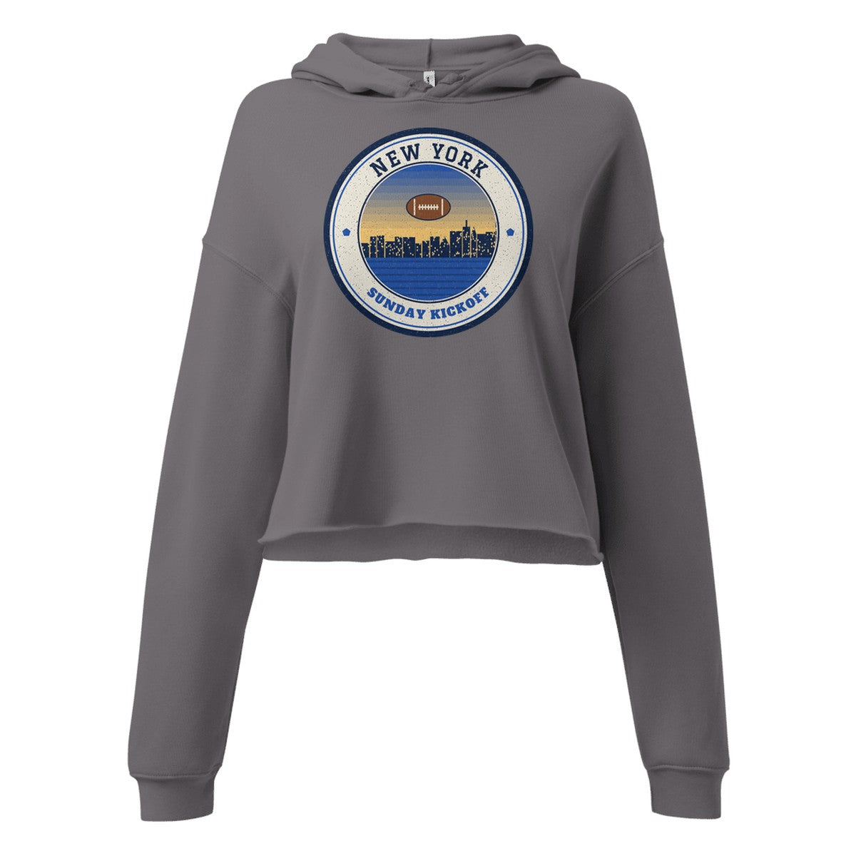 Women's New York Sunday Kickoff Cropped Hoodie in Storm, front view