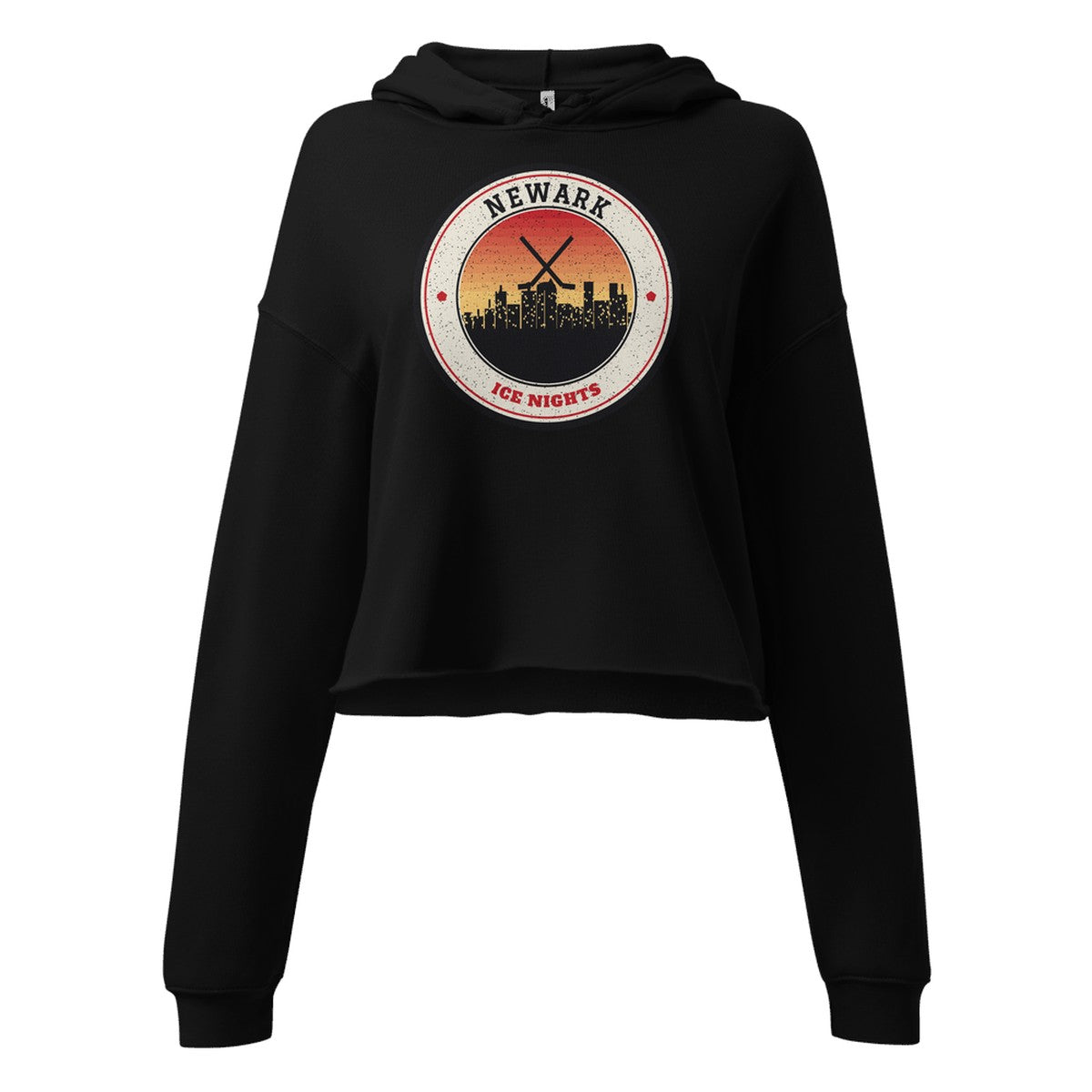 Women's Newark Ice Nights Cropped Hoodie in Black, front view
