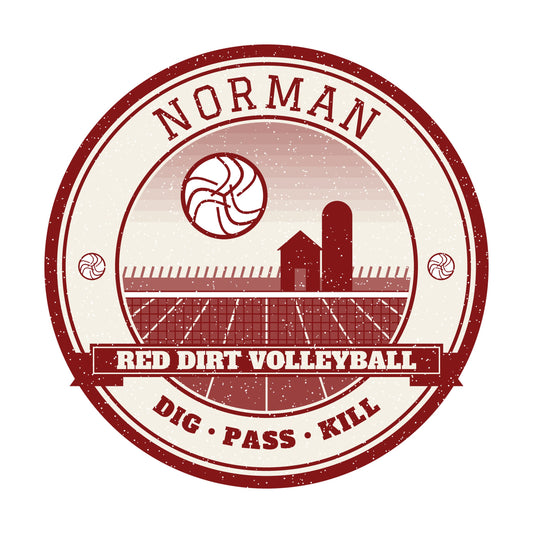Norman Red Dirt volleyball badge graphic