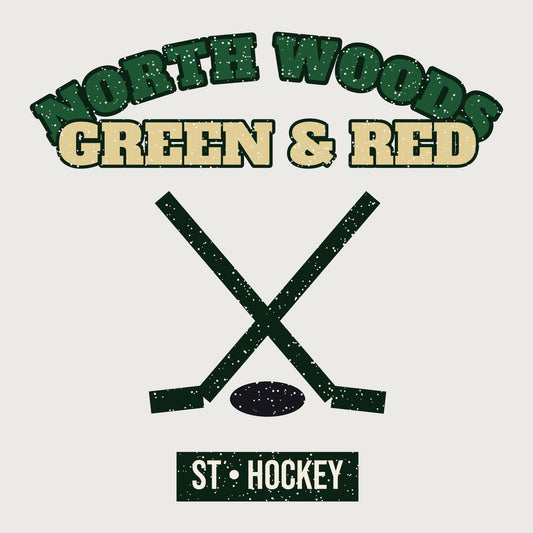 North Woods Green & Red Hockey Hoodie graphic