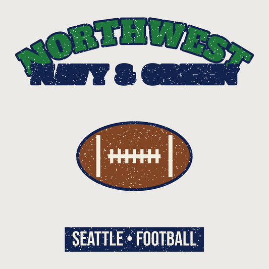 Women's Northwest Navy & Green Football Tee graphic