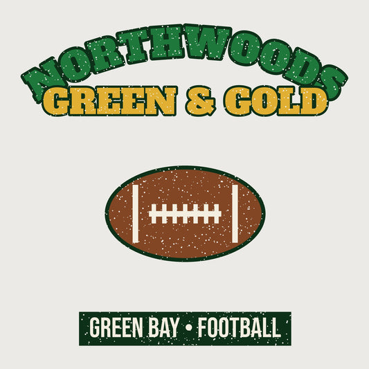 Northwoods Green & Gold Football Hoodie graphic
