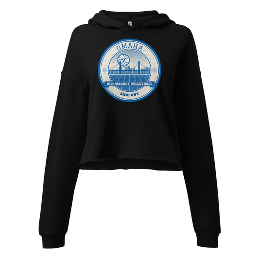 Omaha Old Market Volleyball Women's Cropped Hoodie in Black, front view