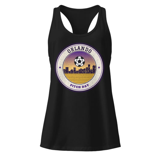 Women's Orlando Pitch Day Racerback Tank in Black, front view