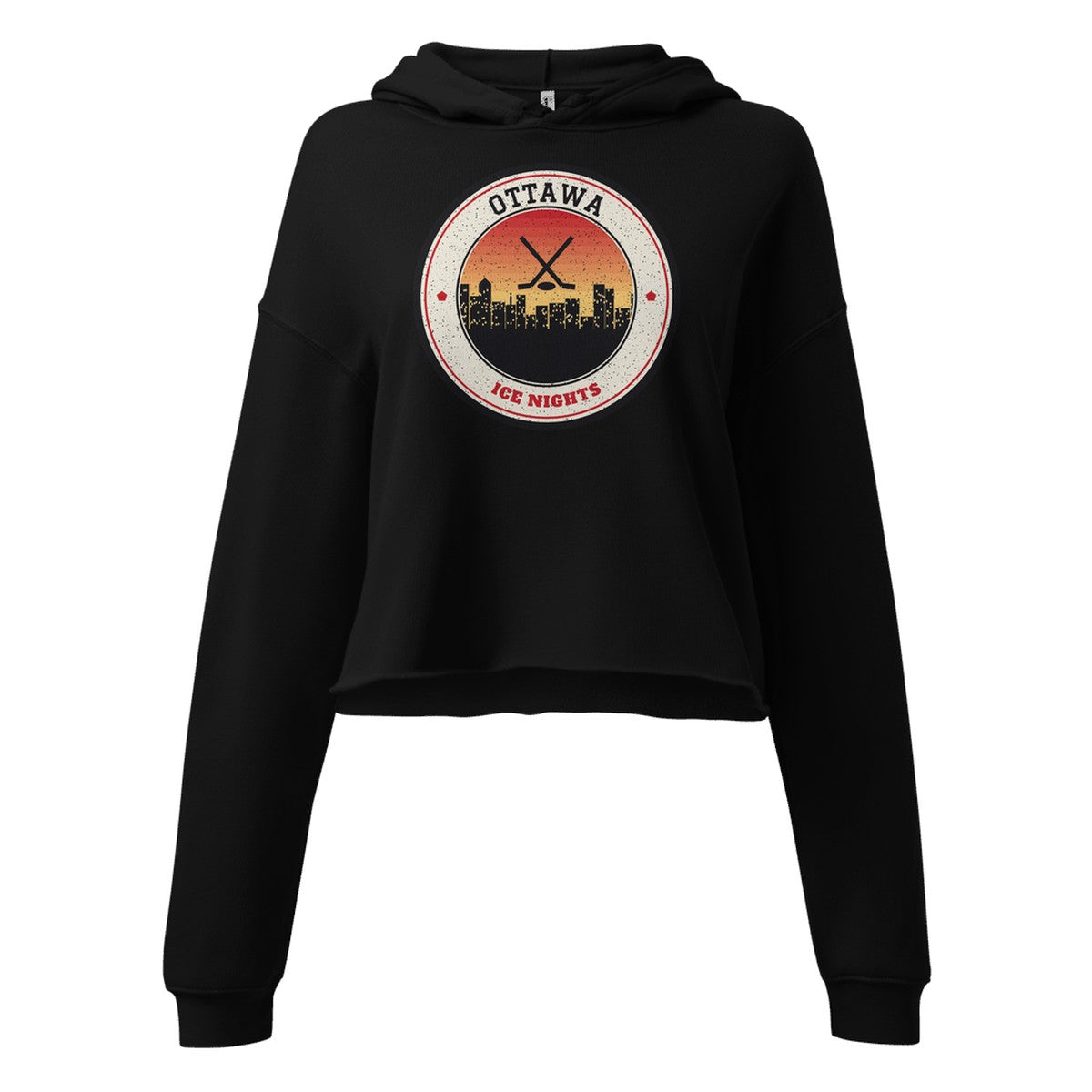 Women's Ottawa Ice Nights Cropped Hoodie in Black, front view
