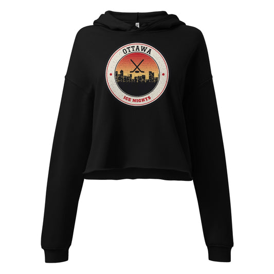Women's Ottawa Ice Nights Cropped Hoodie in Black, front view