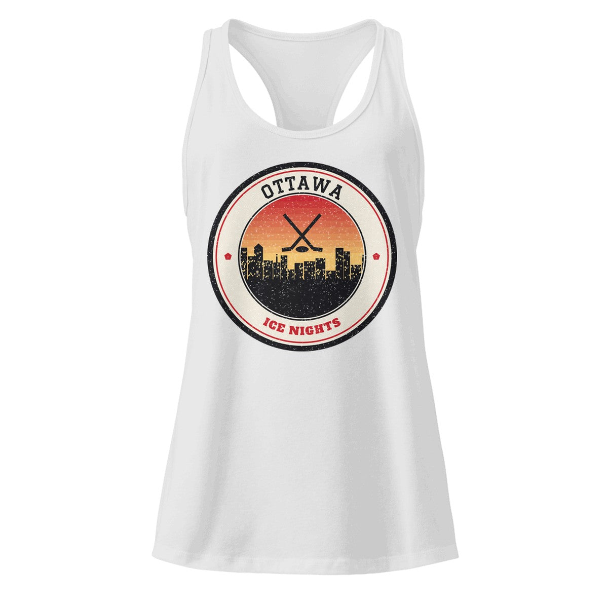 Women's Ottawa Ice Nights Racerback Tank in Heather Gray, front view