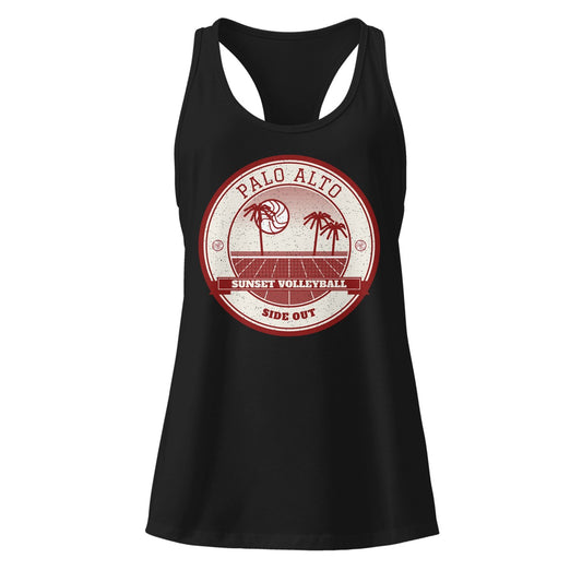 Palo Alto Sunset Volleyball Women's Racerback Tank in Black, front view