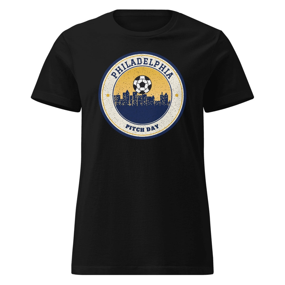 Women's Philadelphia Pitch Day Fitted Tee in Black, front view