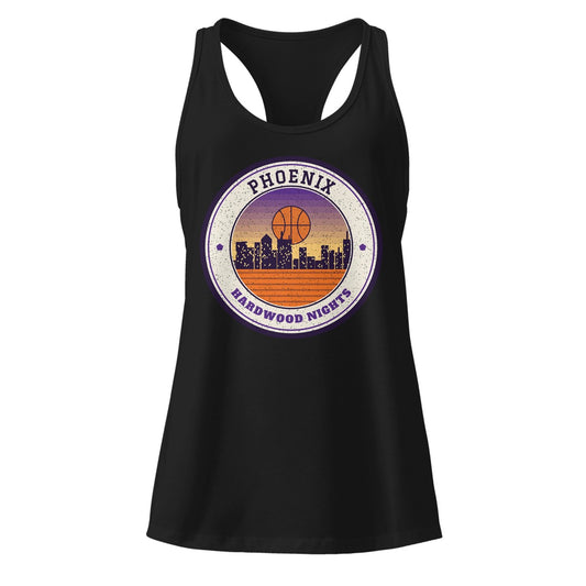 Women's Phoenix Hardwood Nights Racerback Tank in Black, front view