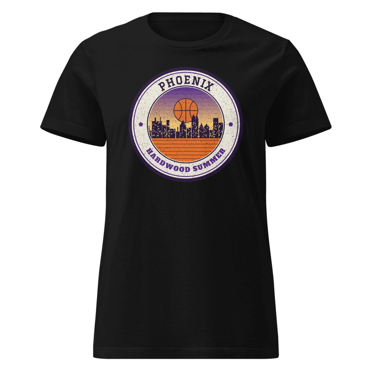 Women's Phoenix Hardwood Summer Fitted Tee in Black, front view