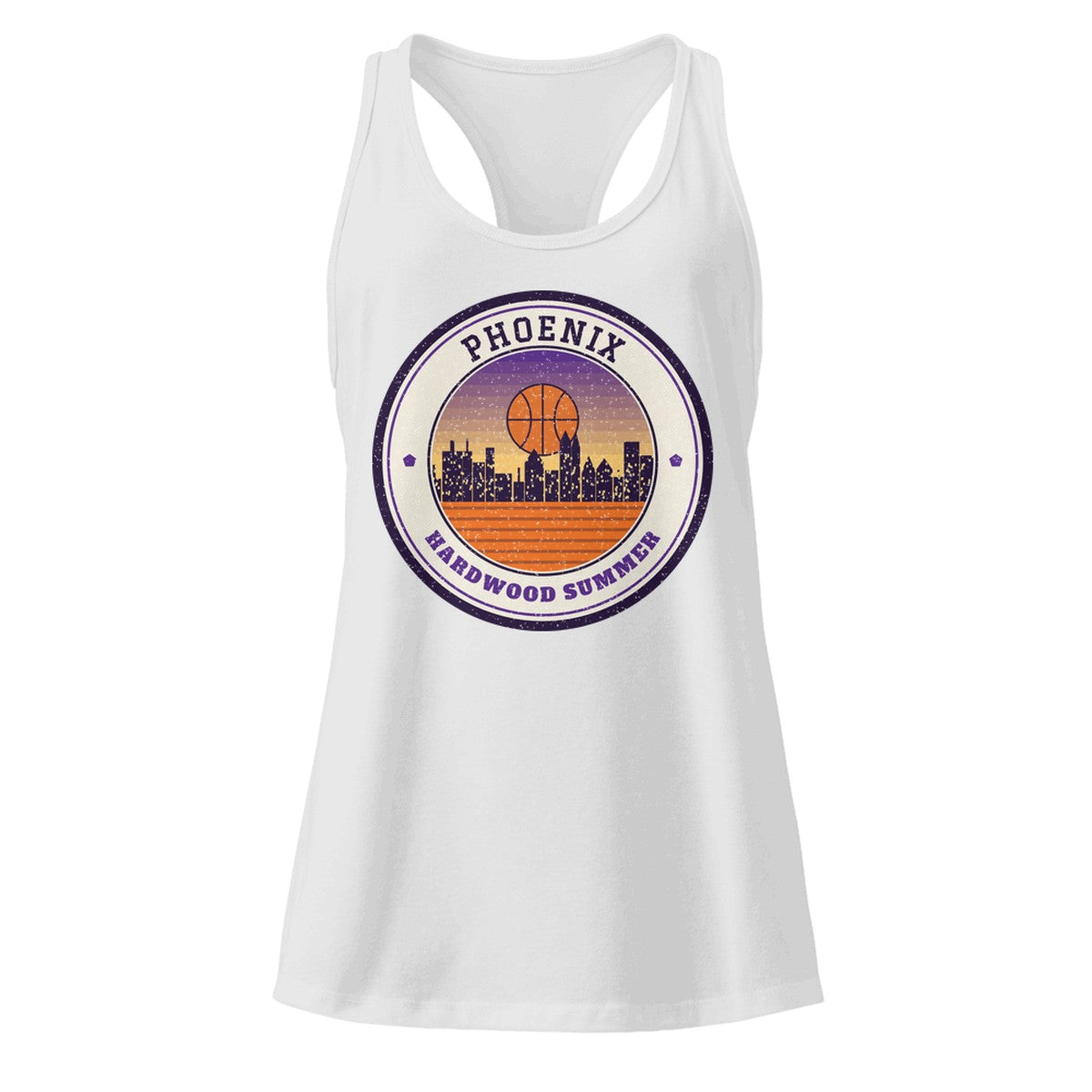 Women's Phoenix Hardwood Summer Racerback Tank in Heather Gray, front view