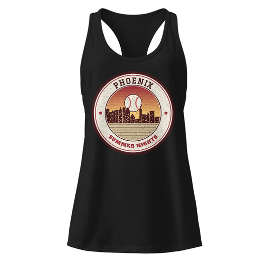 Women's Phoenix Summer Nights Ballpark Racerback Tank in Black, front view