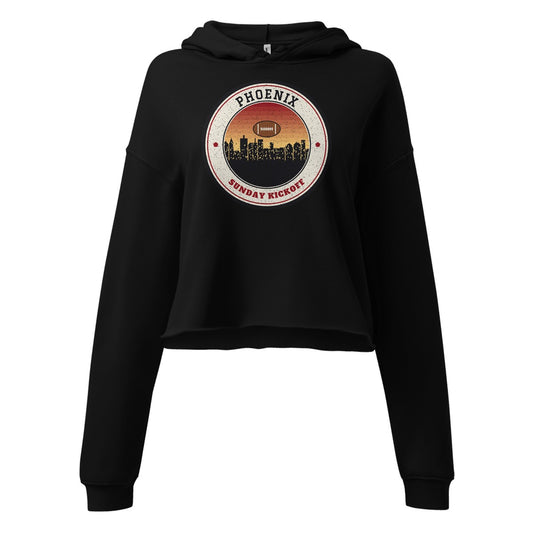 Women's Phoenix Sunday Kickoff Cropped Hoodie in Black, front view