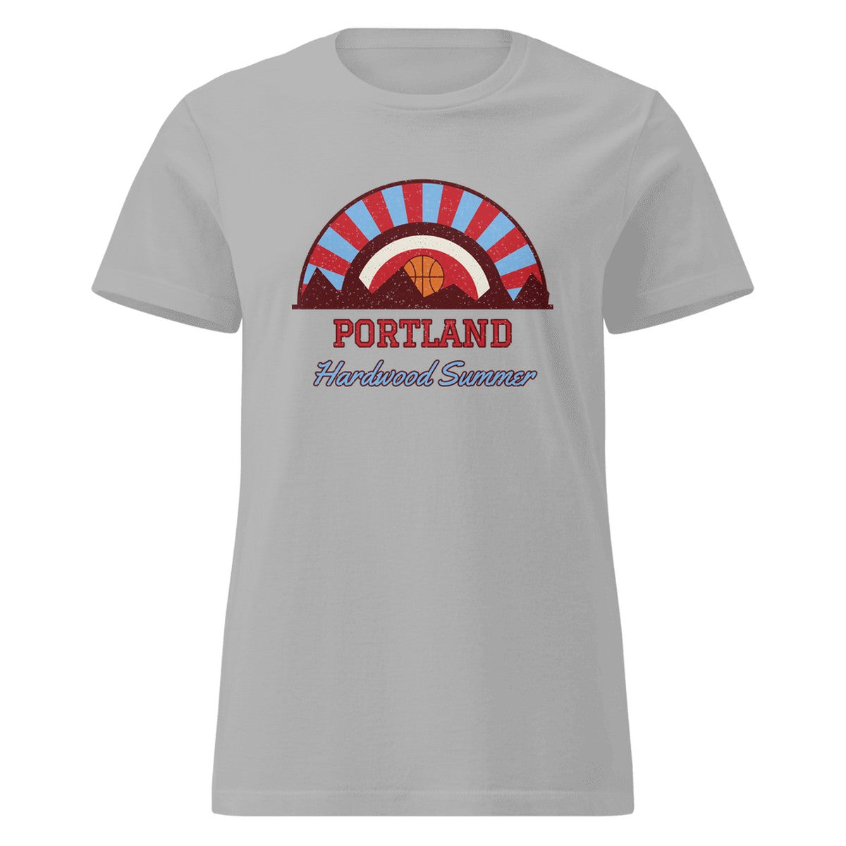 Women's Portland Hardwood Summer Fitted Tee in Sport Grey, front view