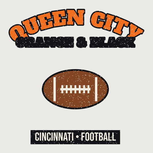 Women's Queen City Orange & Black Football Tee graphic