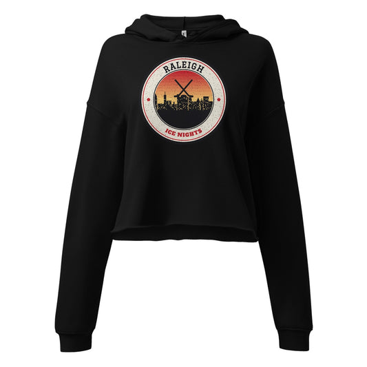 Women's Raleigh Ice Nights Cropped Hoodie in Black, front view