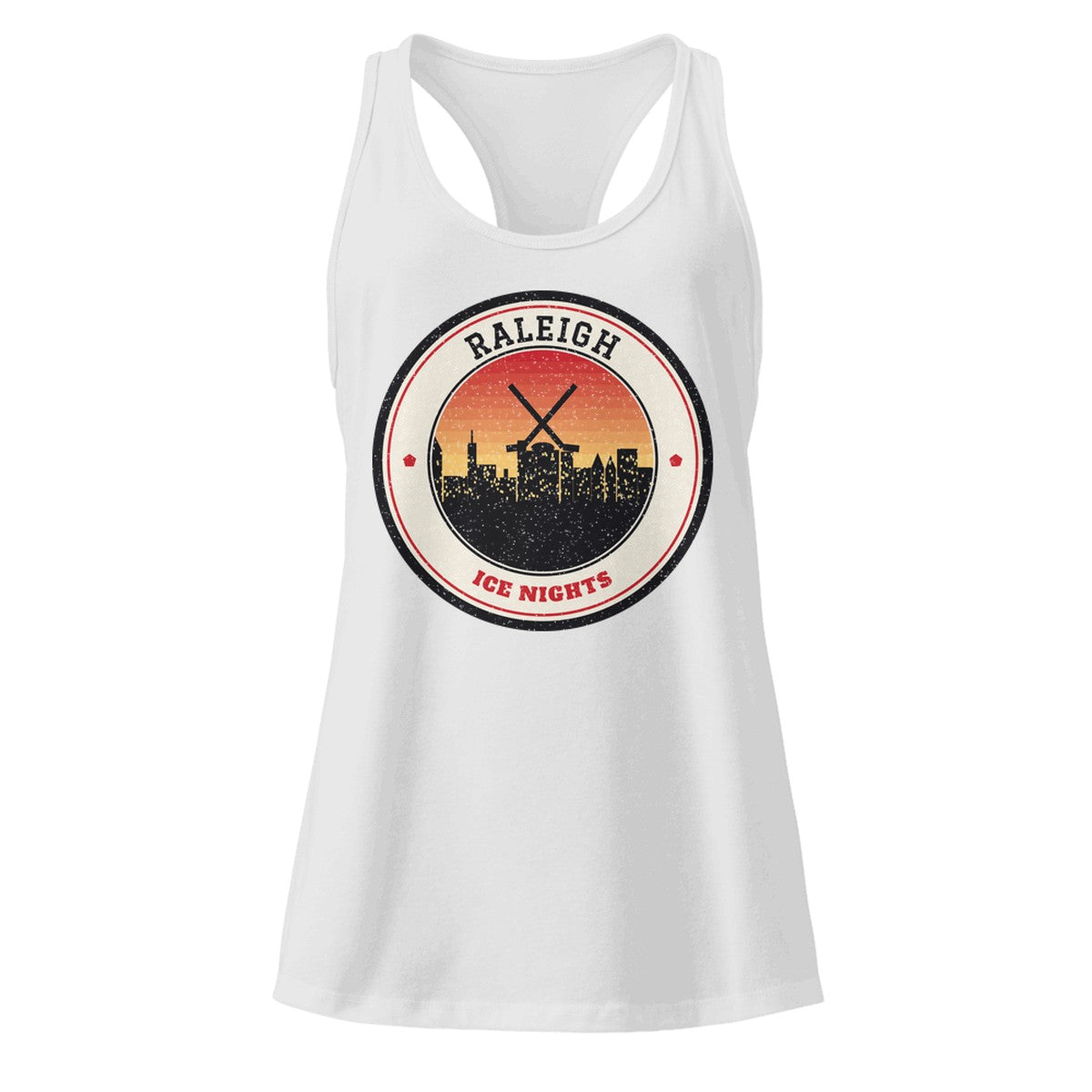 Women's Raleigh Ice Nights Racerback Tank in Heather Gray, front view