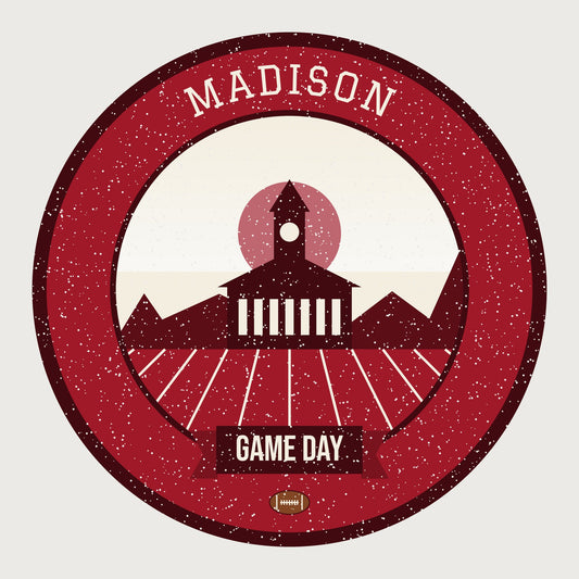 Women's Red & White Isthmus Game Day Tee graphic