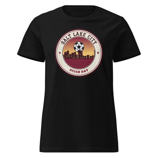 Women's Salt Lake City Pitch Day Fitted Tee in Black, front view