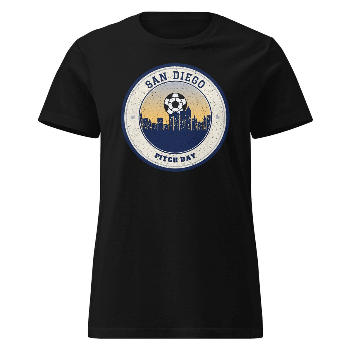 Women's San Diego Pitch Day Fitted Tee in Black, front view