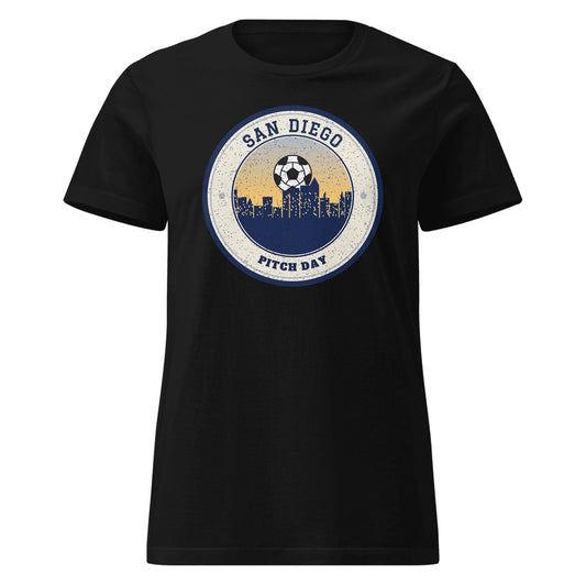 Women's San Diego Pitch Day Fitted Tee in Black, front view