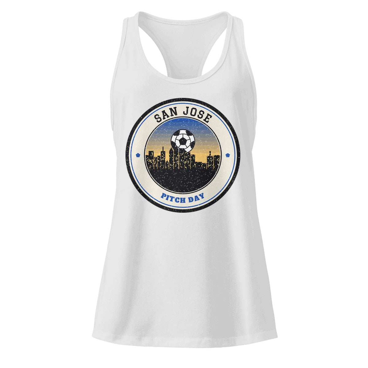 Women's San Jose Pitch Day Racerback Tank in Heather Gray, front view