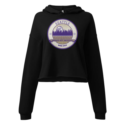 Seattle Emerald City Volleyball Women's Cropped Hoodie in Black, front view